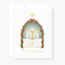 Load image into Gallery viewer, &quot;I Prayed for you at Mass&quot; Card | Christmas Holly and Greens | White
