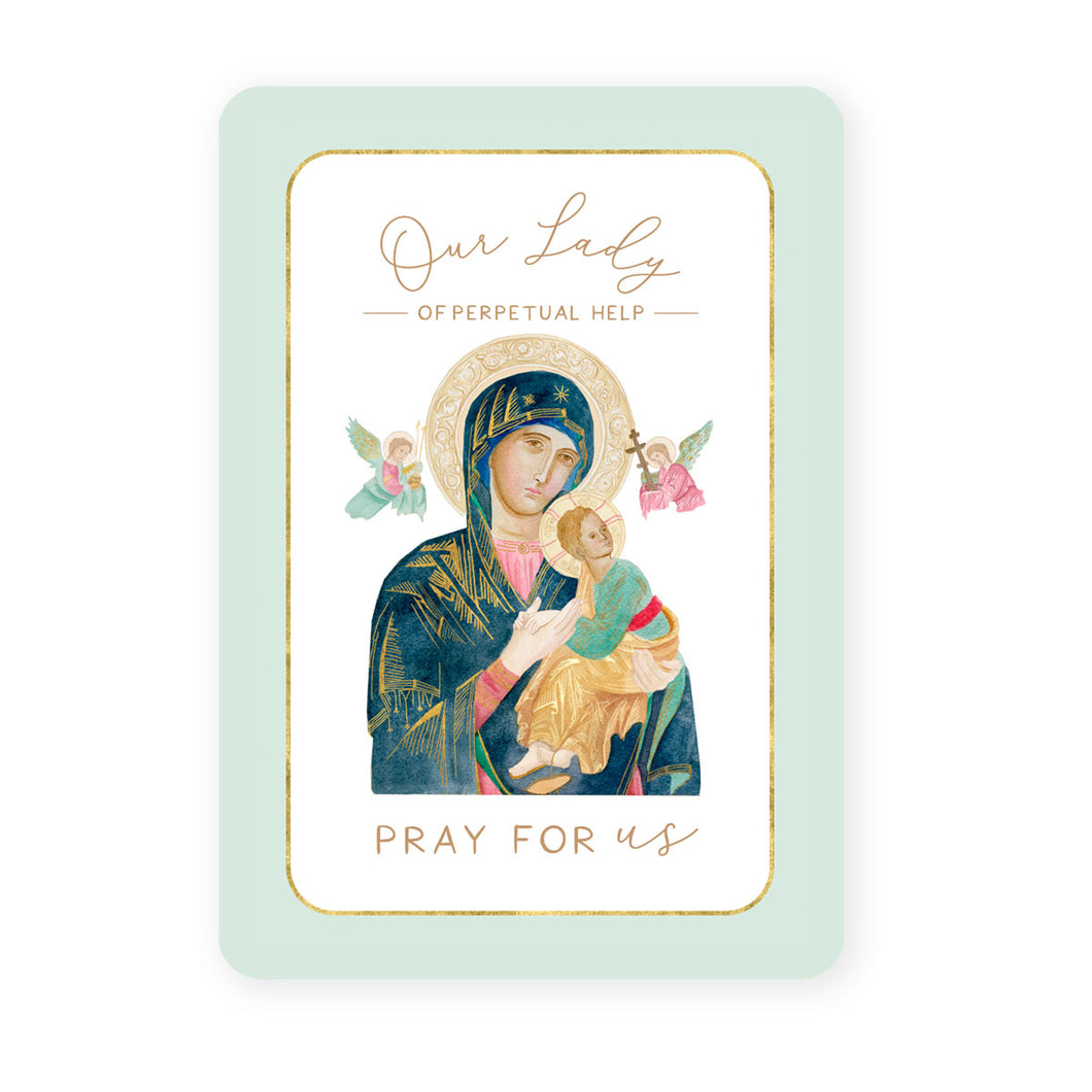 Our Lady of Perpetual Help Prayer Card | Mint Green