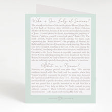 Load image into Gallery viewer, Our Lady of Sorrows Novena Card | Mint Green
