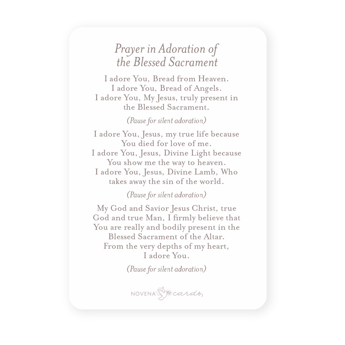 Prayer in Adoration of the Blessed Sacrament Prayer Card | Mint Green ...