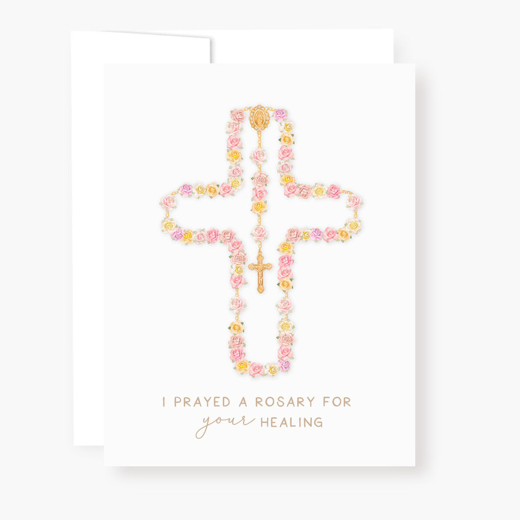 Rosary Card | Rosary of Roses Cross | Get Well