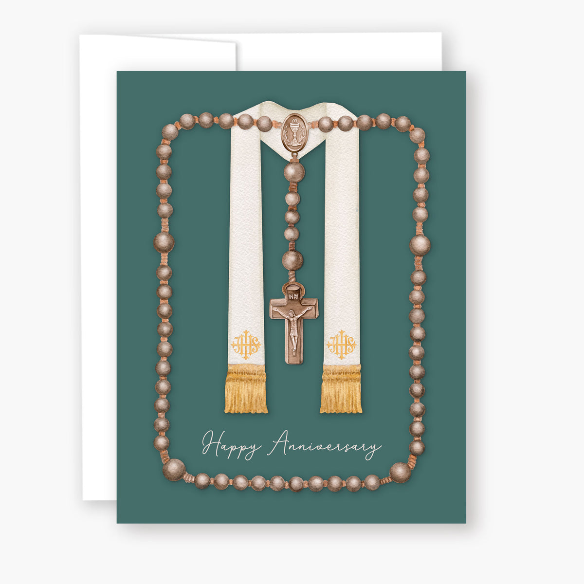 Rosary Card | Wooden Rosary and Stole | Ordination Anniversary | Green ...